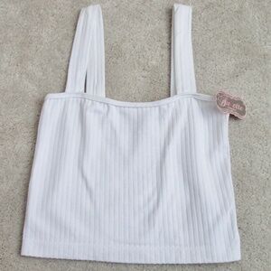 SUZETTE COLLECTION Women's Ribbed Crop Top White Size Small